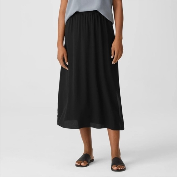 Eileen Fisher Dresses & Skirts - Eileen Fisher Black Knit Silk Elastic Waist Midi Skirt